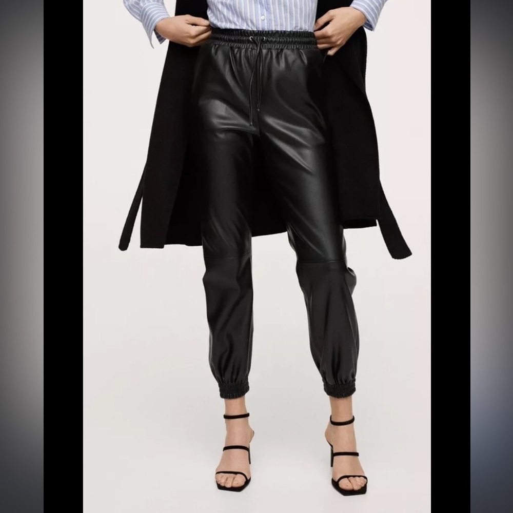 Mango Black Faux Leather Pants NWT Size XS